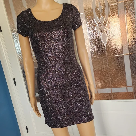 forever 21 glitter dress Sequin Sweetheart Mini Dress Black / S